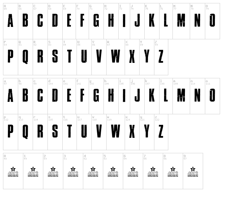 Cross Town font map
